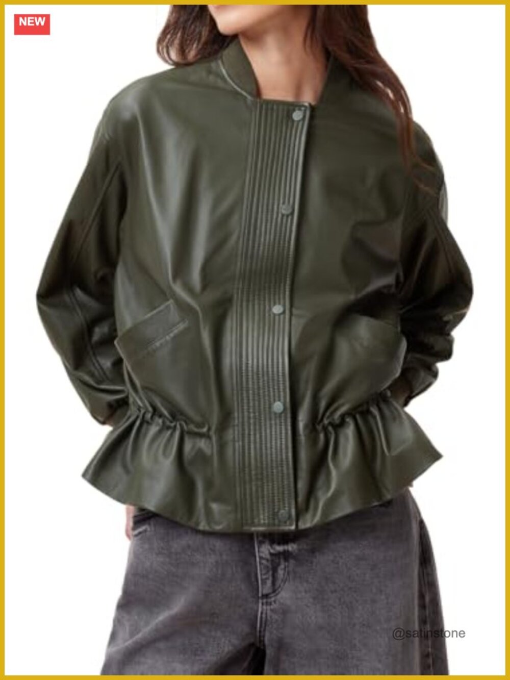 Women's Sofi Leather Bomber Jacket 100% Sheep Leather Zipper